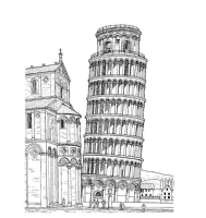 A coloring page of wonders of the world